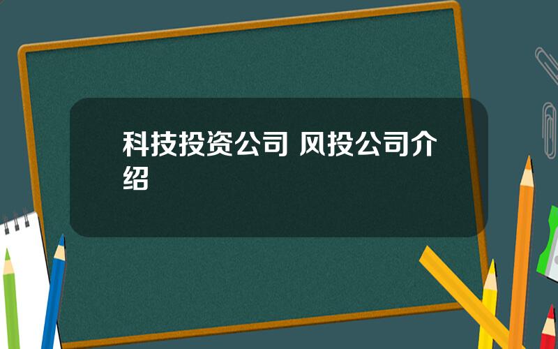 科技投资公司 风投公司介绍